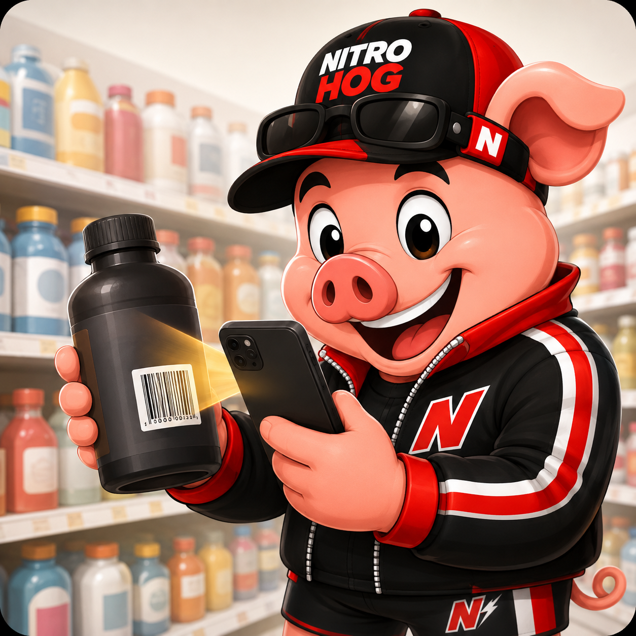 NitroHog scanning a product barcode with a phone